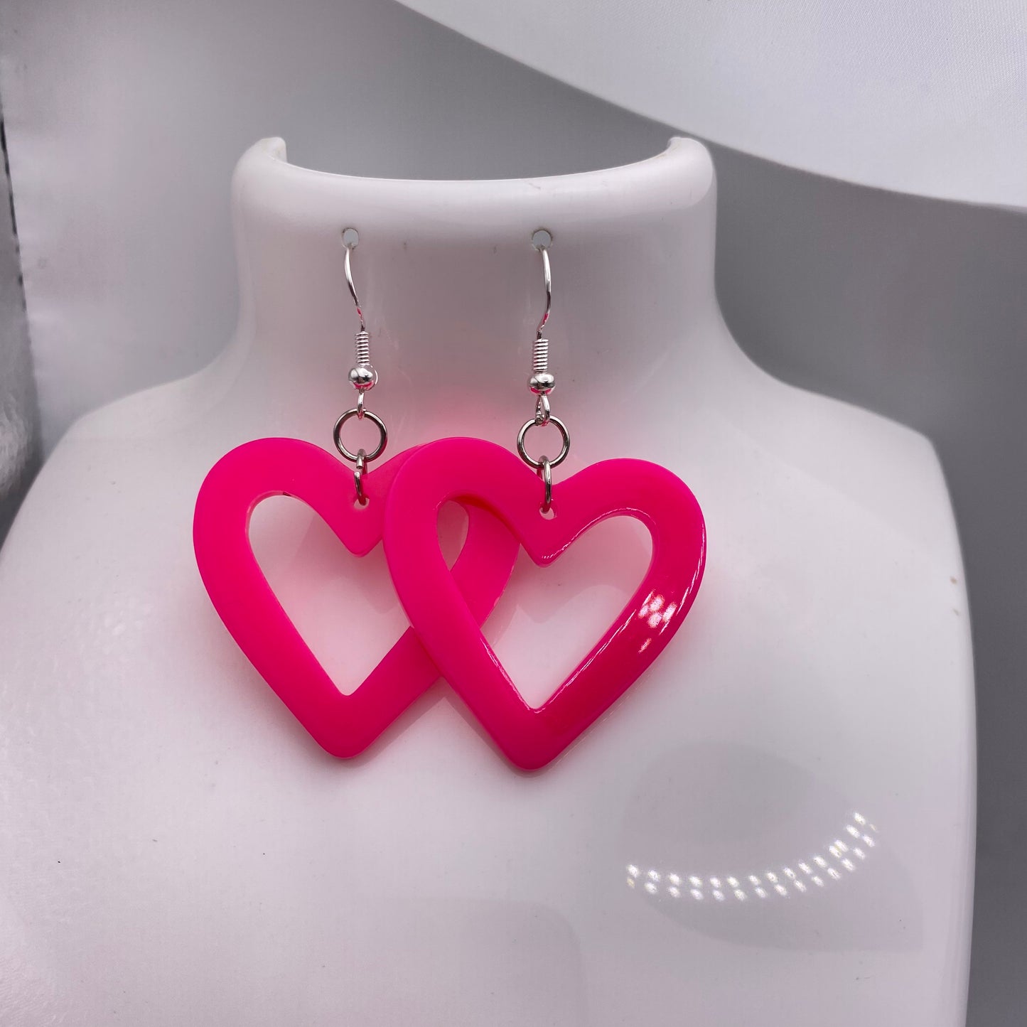 Hot Pink Heart Earrings