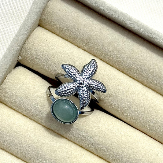 Starfish Green Aventurine Ring