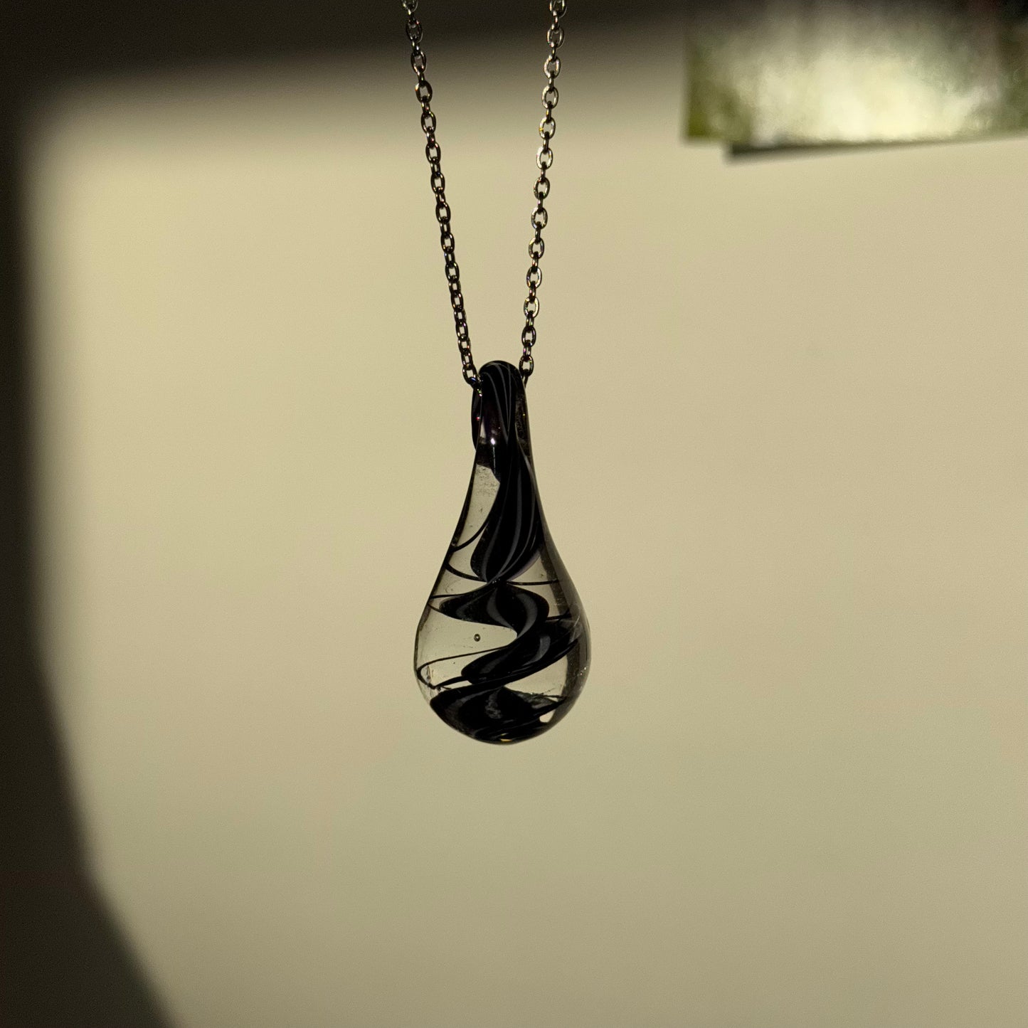 Black Glass Swirl Necklace