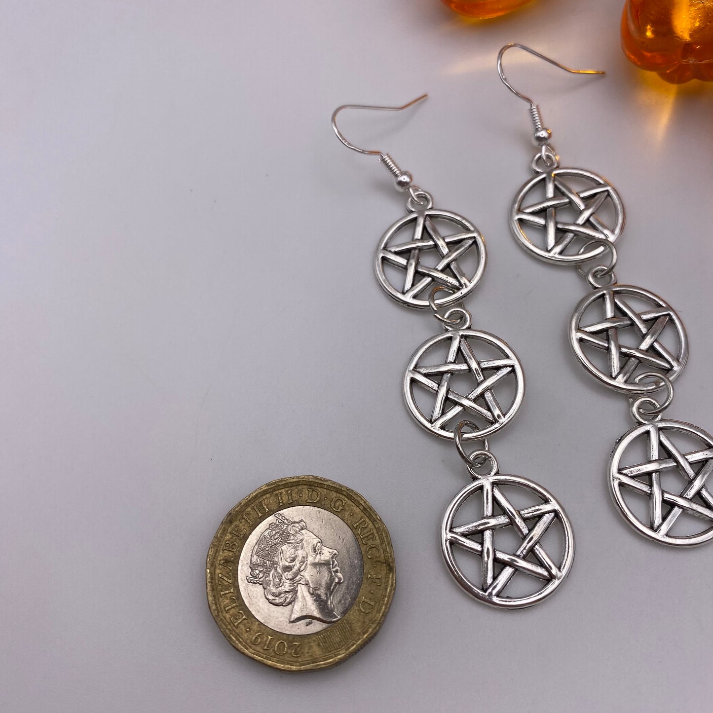 Triple Pentagram Dangle Earrings