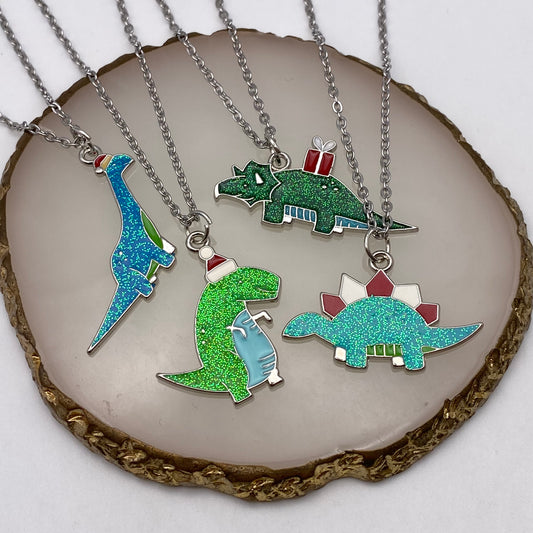 Santa Dinosaur Necklace