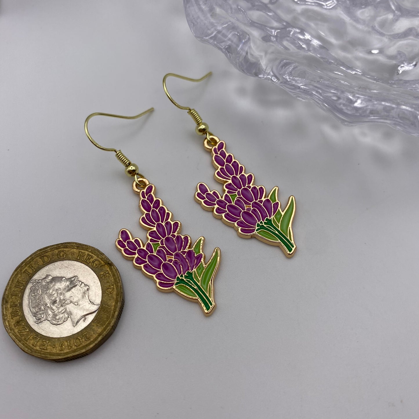 Long Violet Flowers Earrings