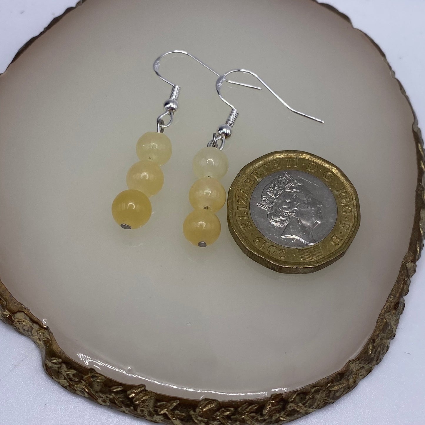 Round Yellow Jade Crystal Earrings