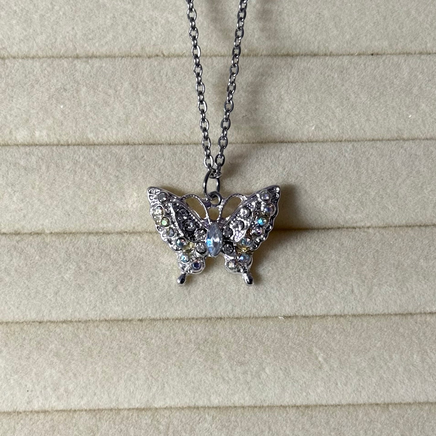 Diamanté Butterfly Necklace