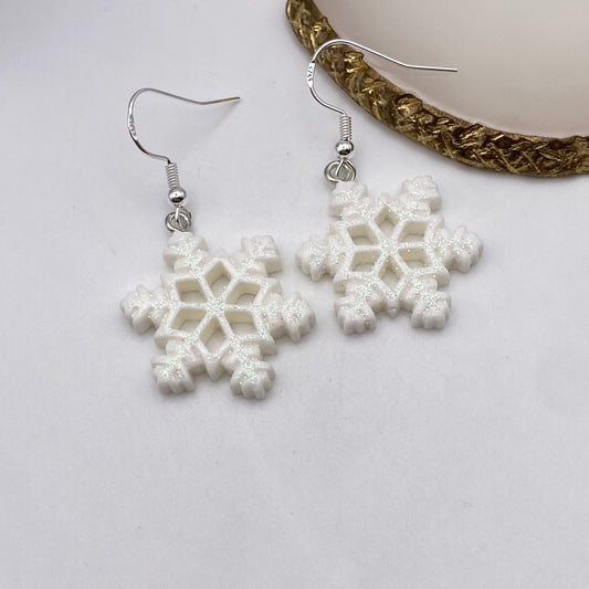 White Snowflake Earrings