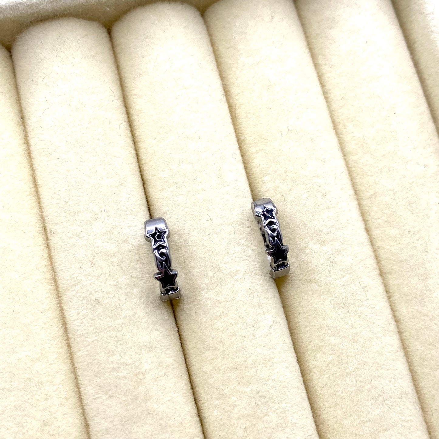 Black Stars Hoop Earrings