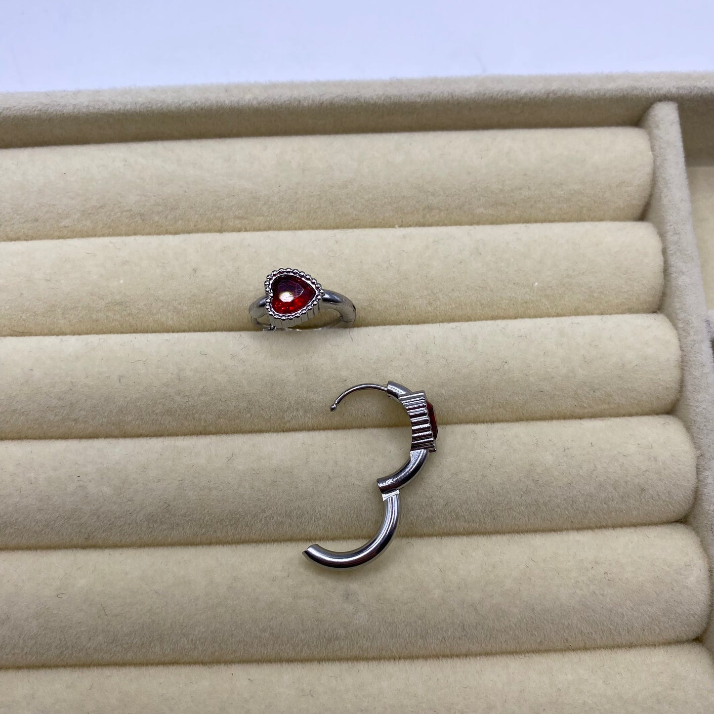 Red Heart Hoop Earrings