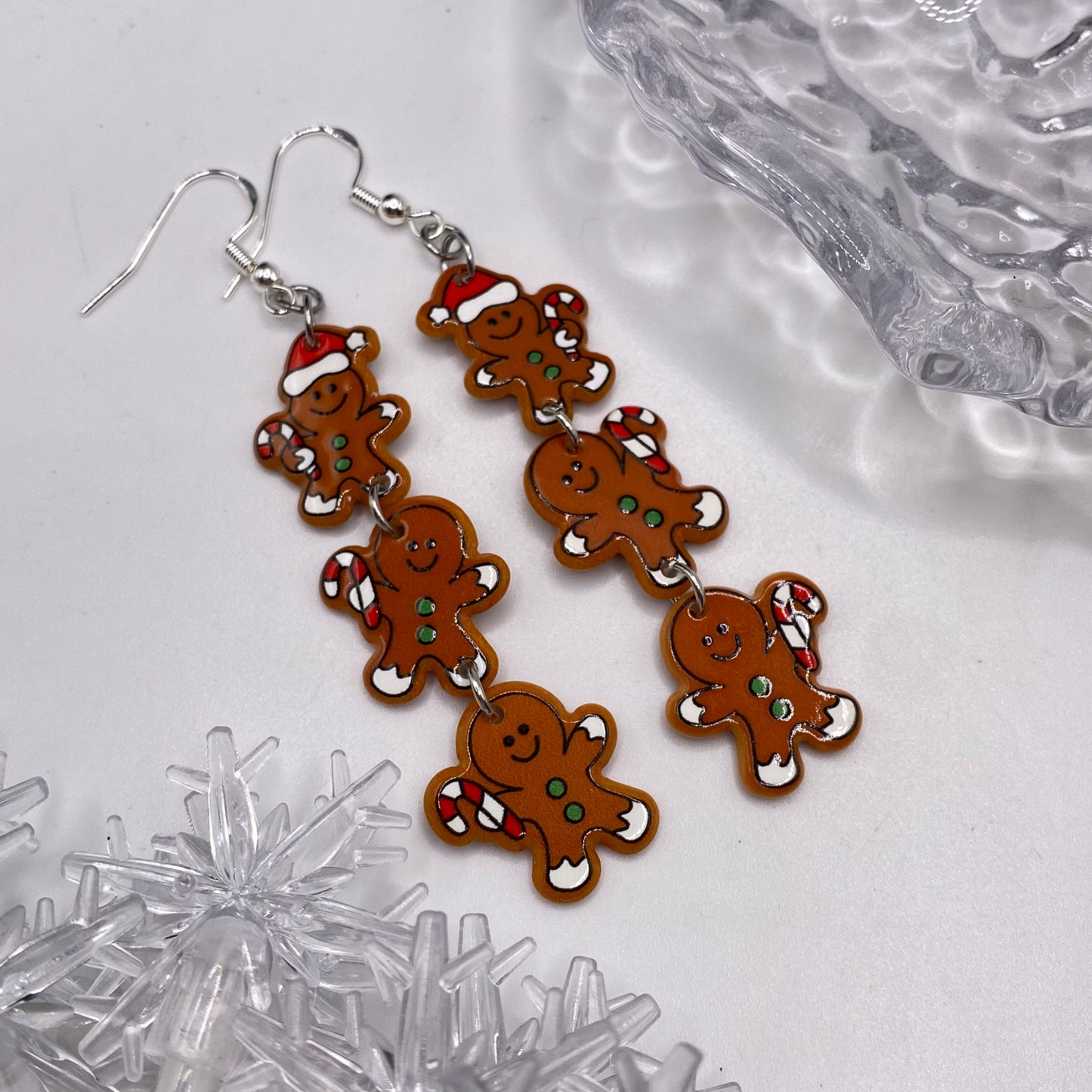 Dangly Triple Drop Gingerbread Earrings