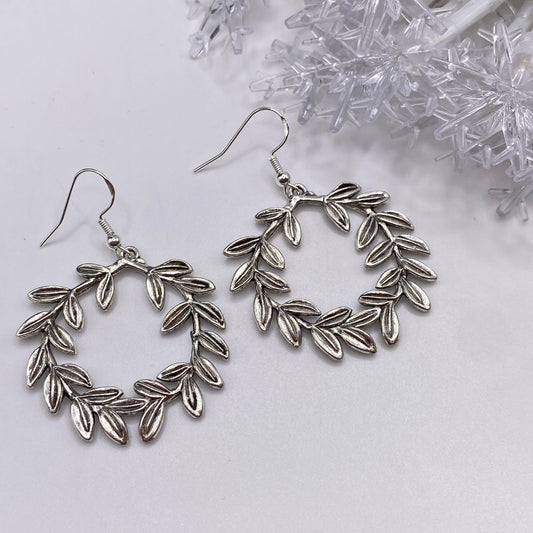 Big Silver Wreath Earrings