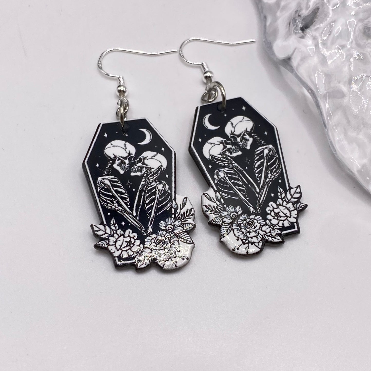 Skeleton Lovers Coffin Earrings