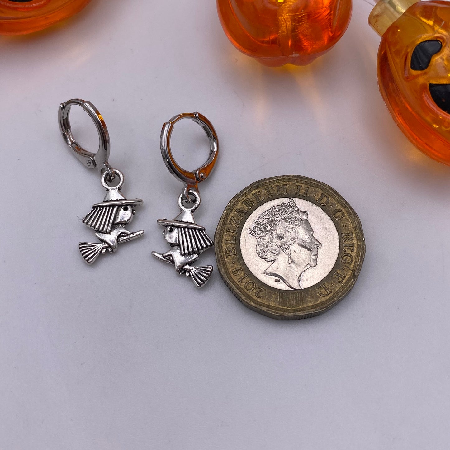 Flying Witch Huggie Hoop Earrings