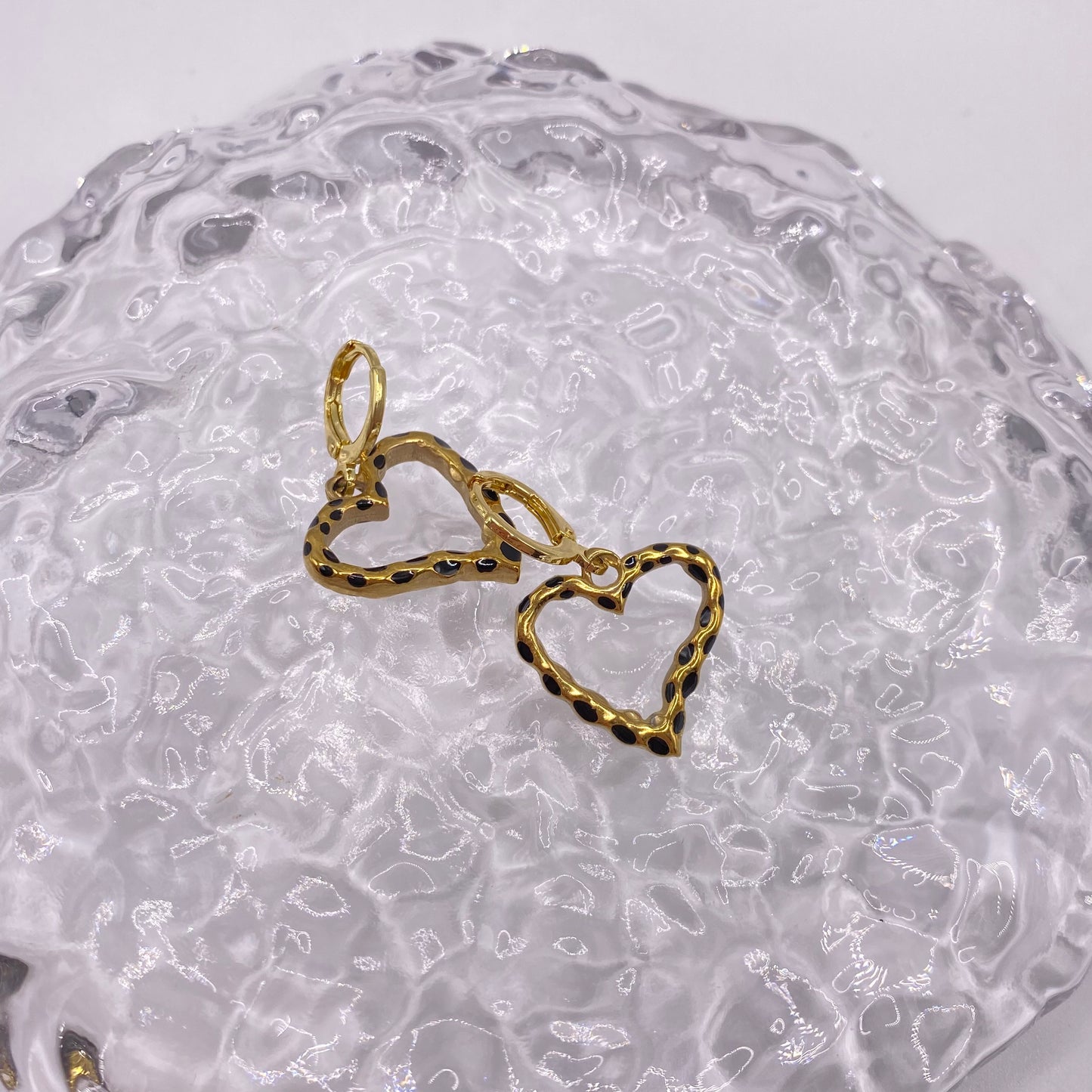 Gold Heart Huggie Hoop Earrings