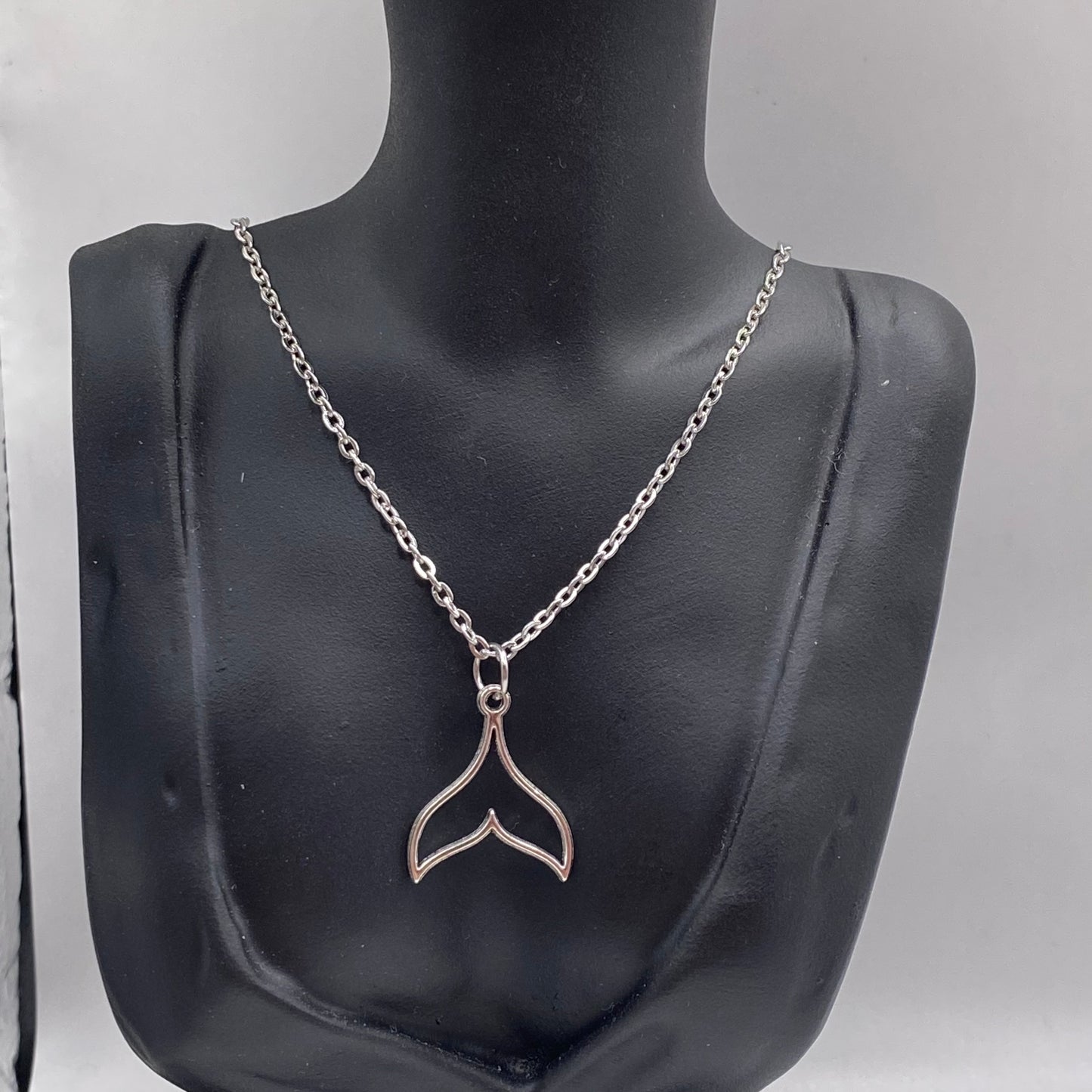 Whale Tail Fin Outline Necklace