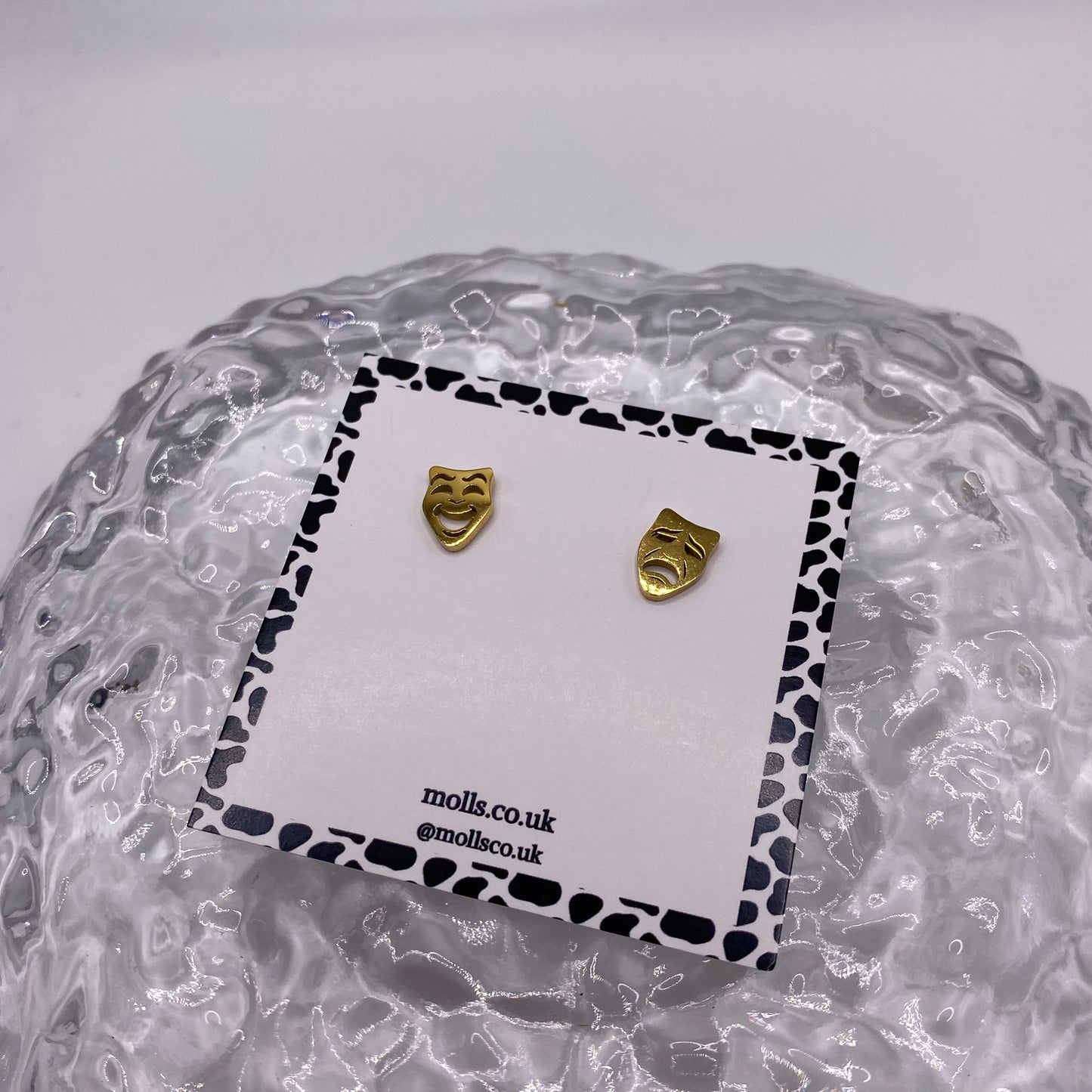 Comedy and Tragedy Theatre Mask Stud Earrings