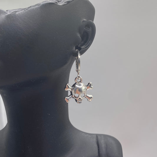 Skull and Bones Huggie Hoop Earrings