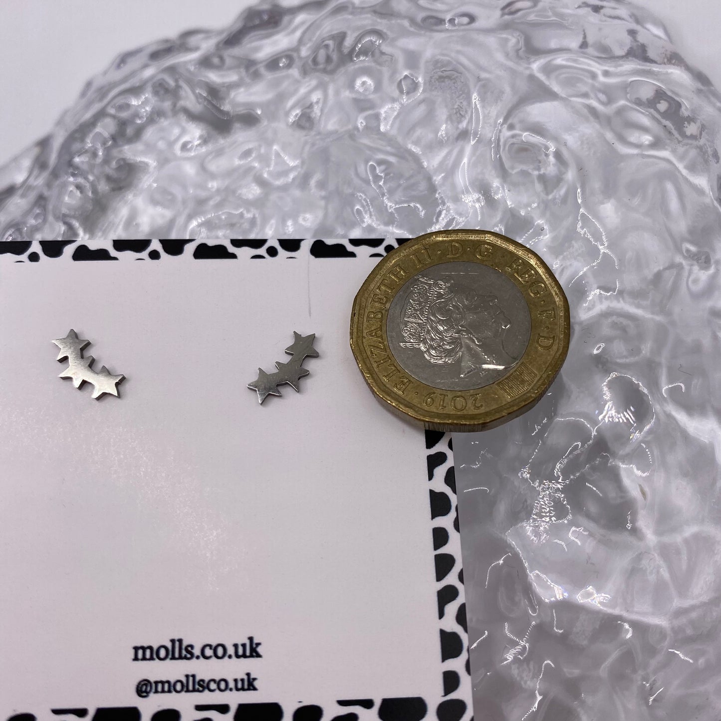 Three Star Line Stud Earrings