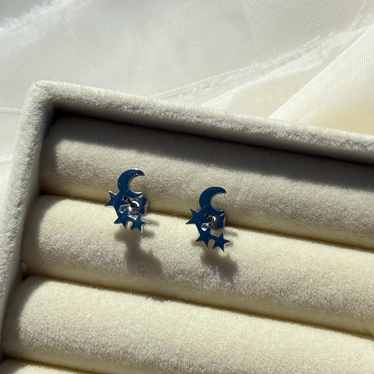 Dangly Moon Stars Stud Earrings