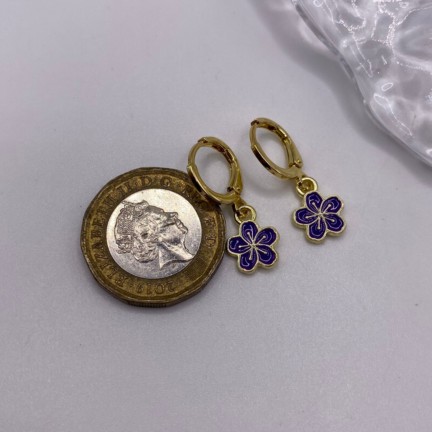 Small Violet Huggie Hoop Earrings