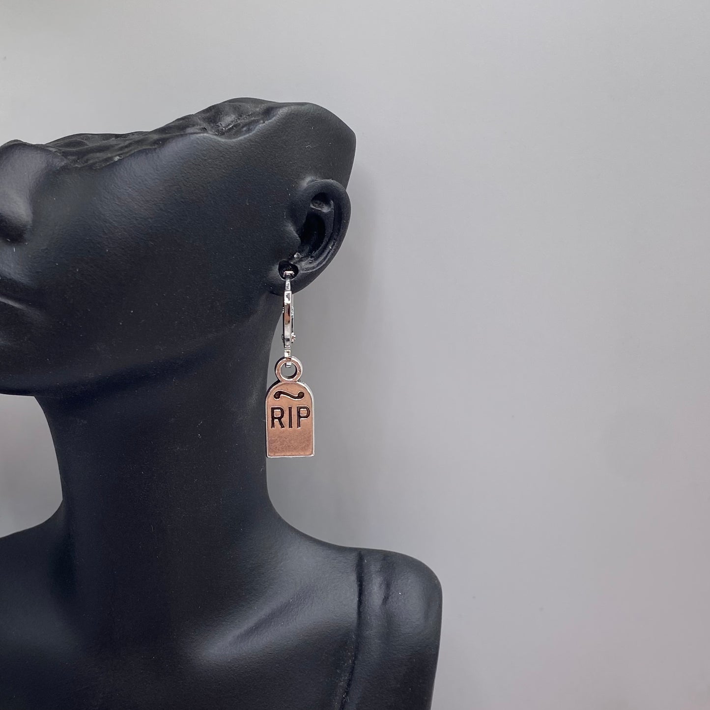 RIP Grave Tombstone Huggie Hoop Earrings