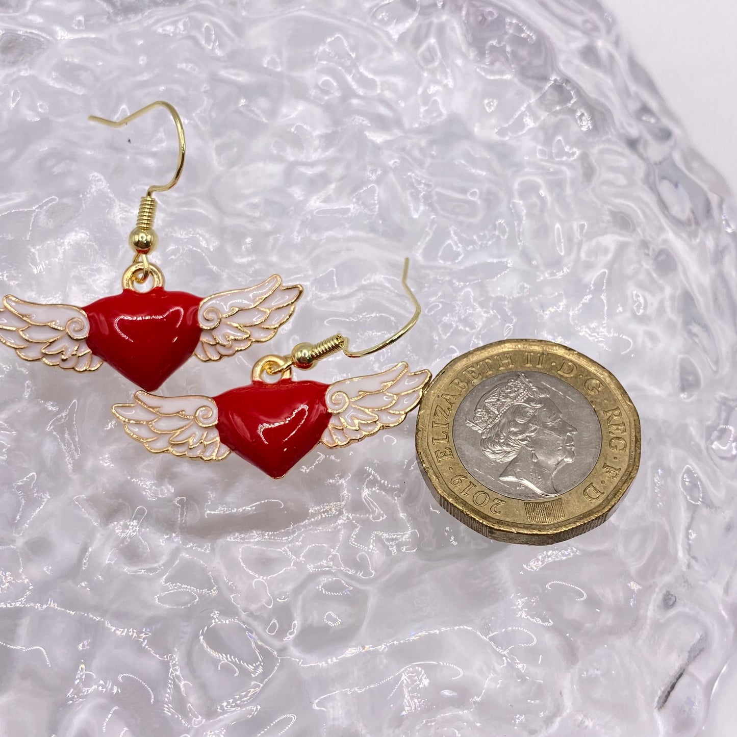 Flying Red Heart Earrings