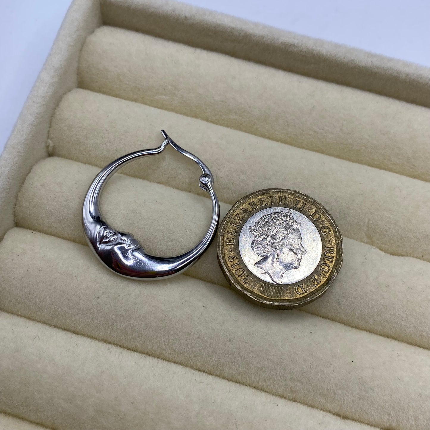 Moon Face Hoop Earrings