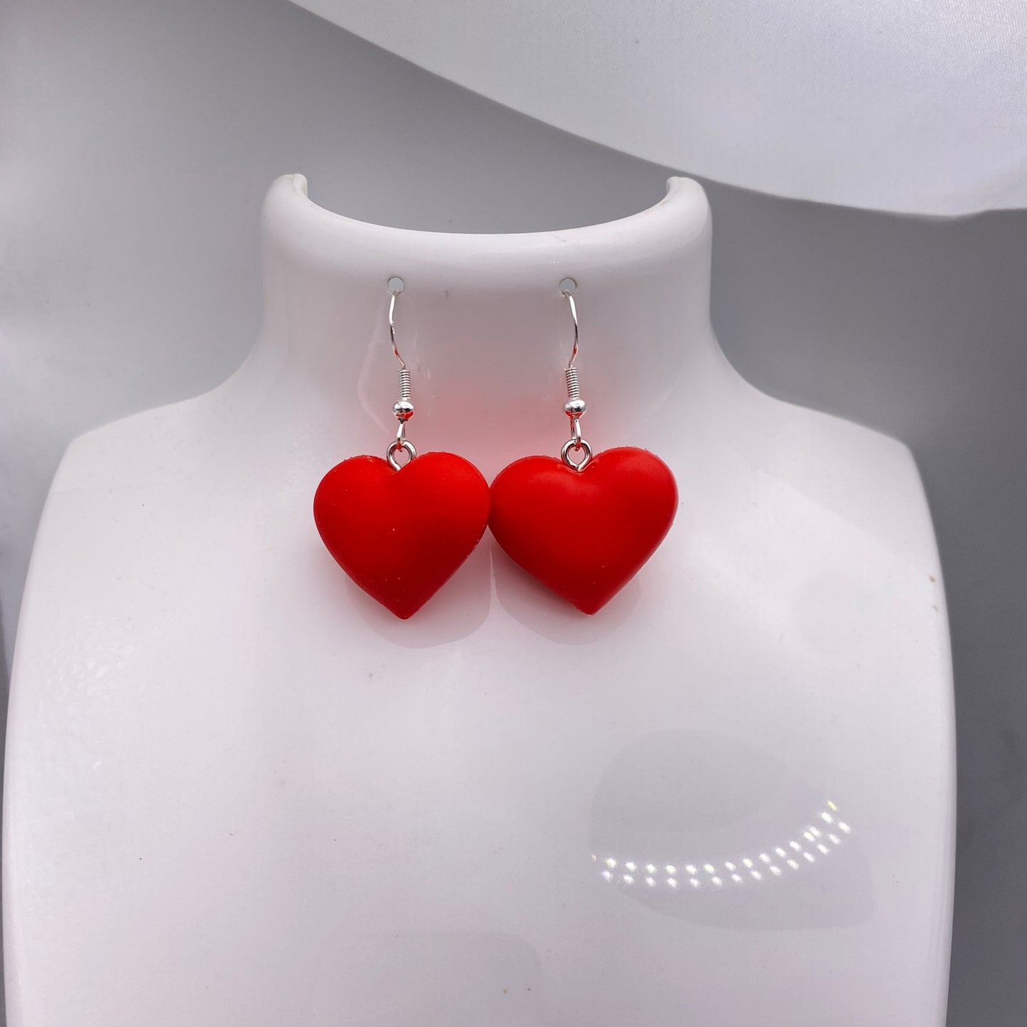 Chunky Red Heart Earrings