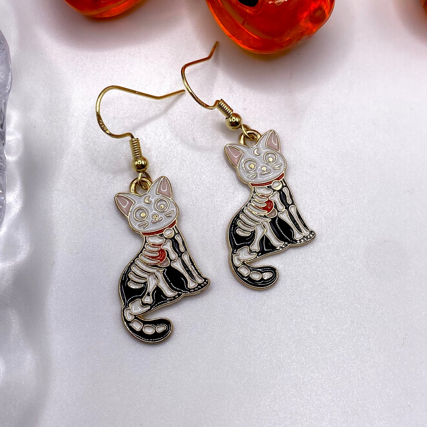 Skeleton Cat Earrings