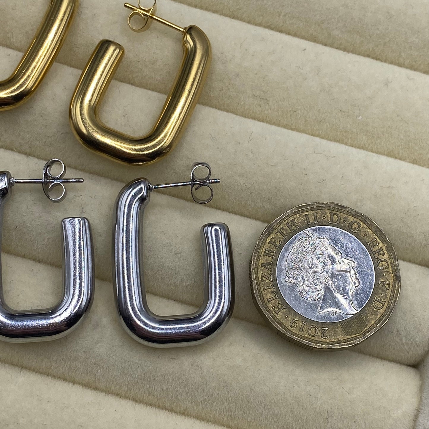 Oval Hoop Stud Earrings