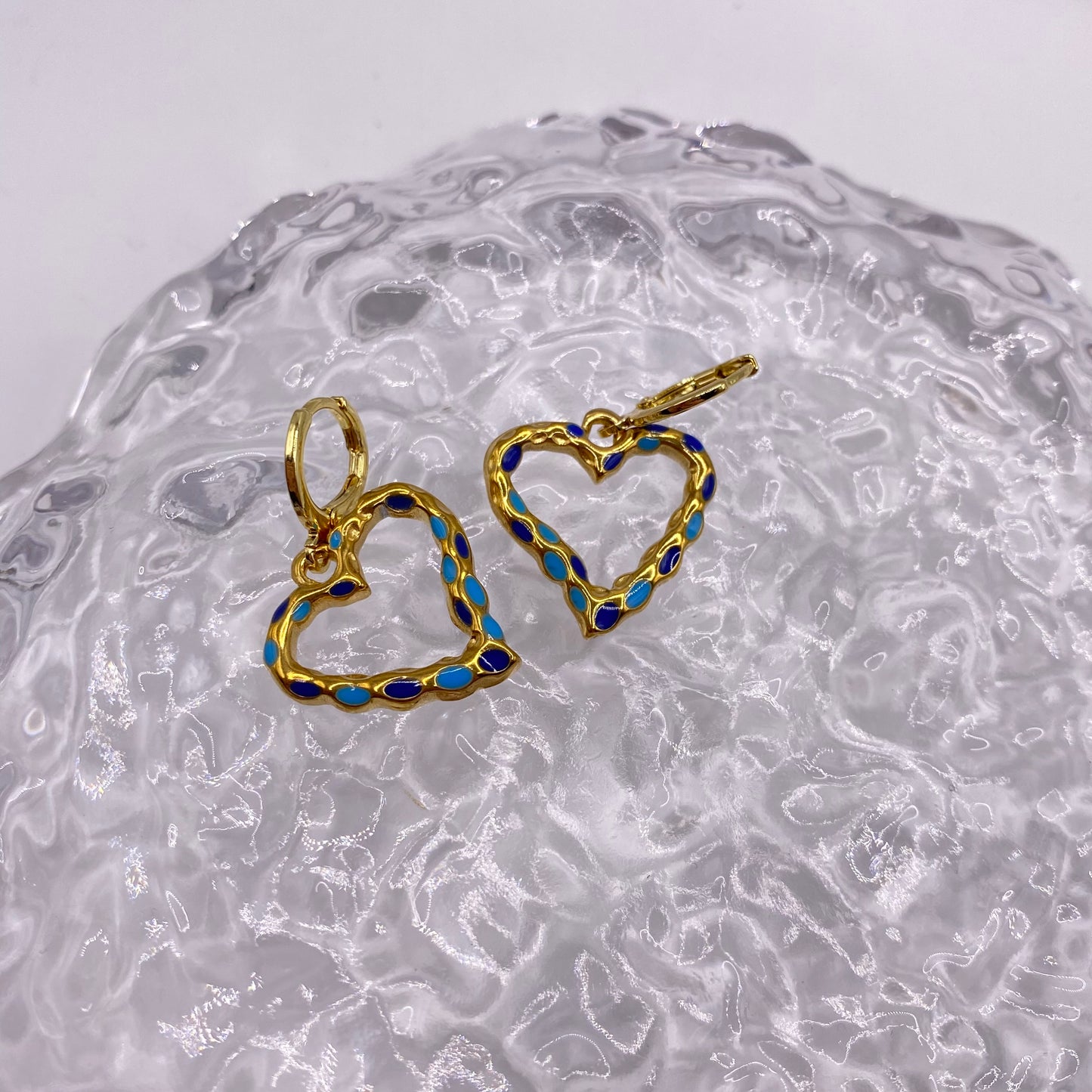 Gold Heart Huggie Hoop Earrings