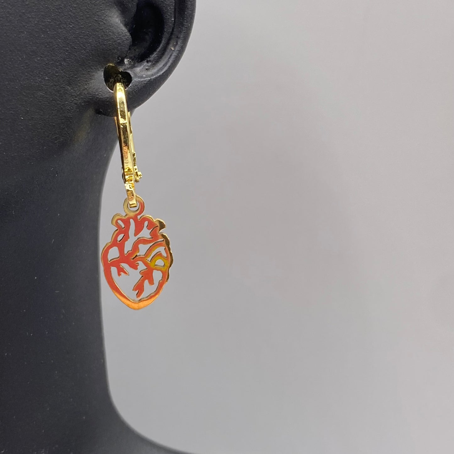 Anatomical Heart Outline Huggie Hoop Earrings
