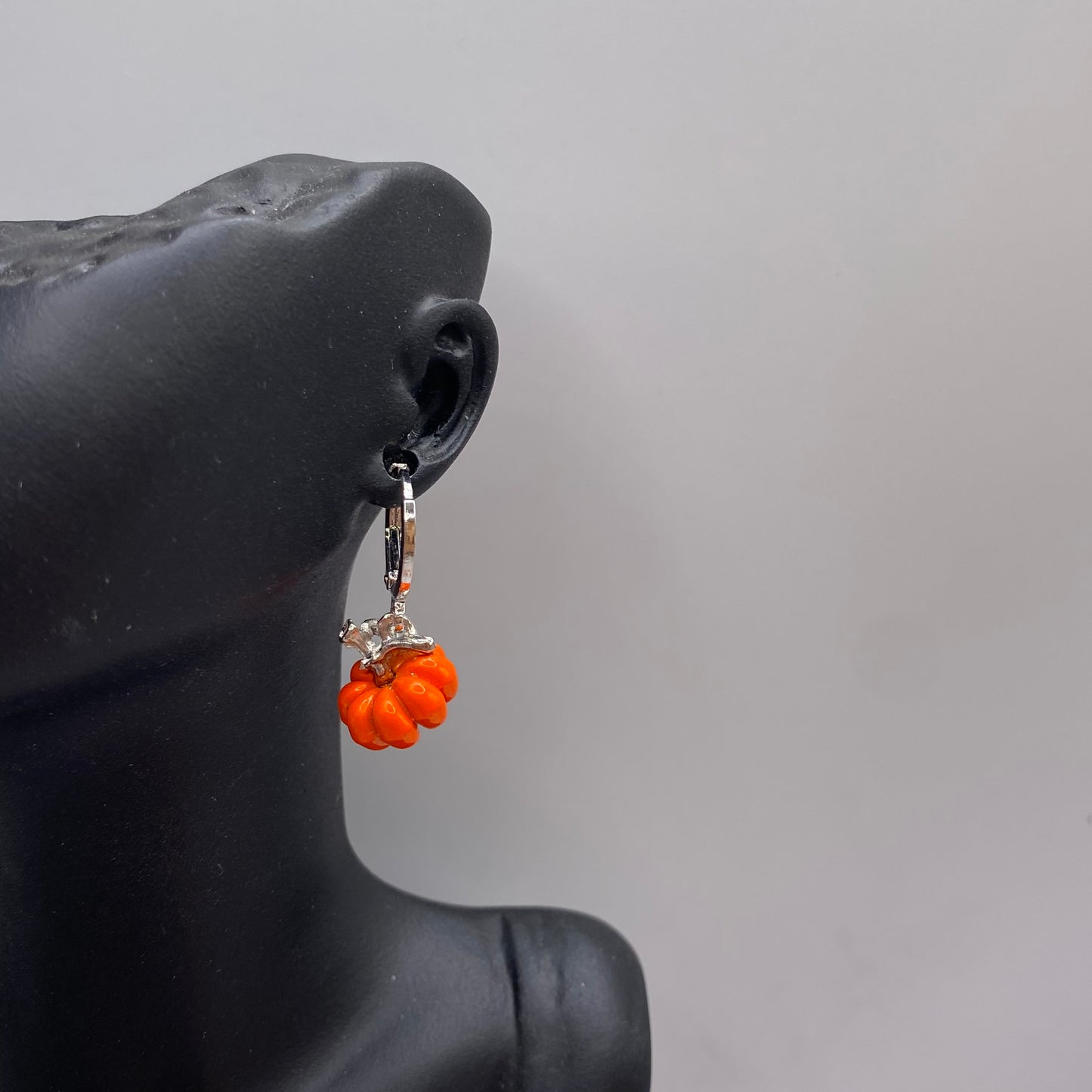 Small Orange Pumpkin Huggie Hoop Earrings