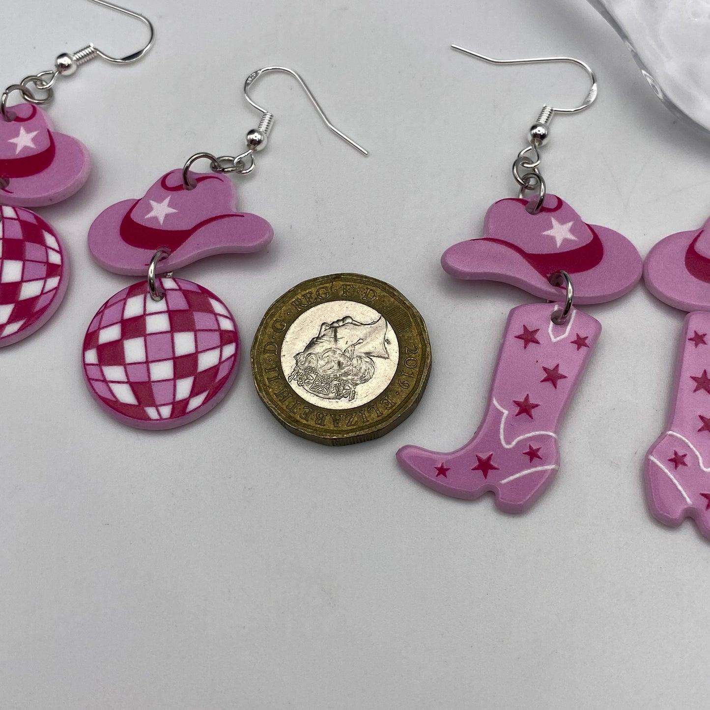 Dangly Pink Cowboy Earrings