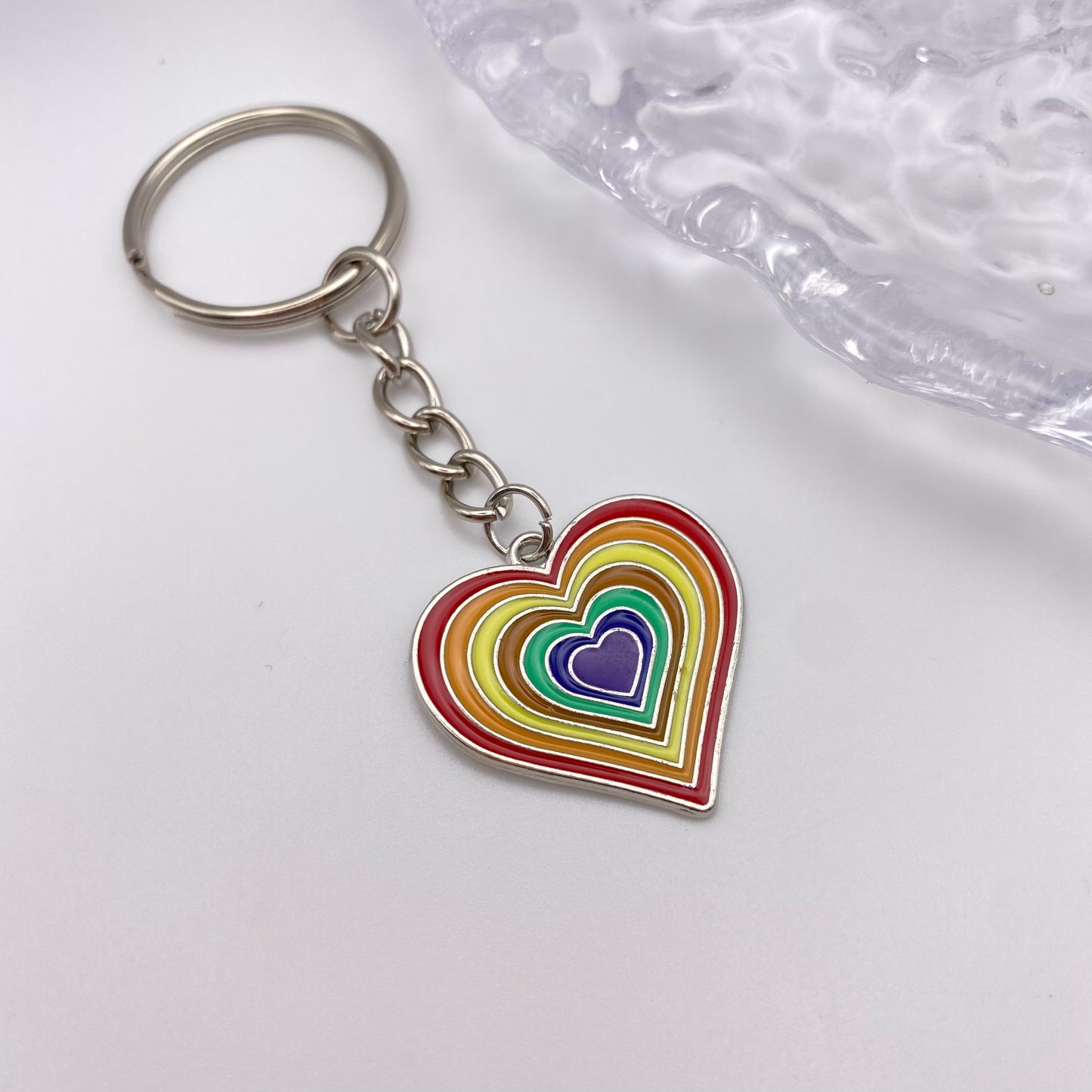 Rainbow Heart Keyring