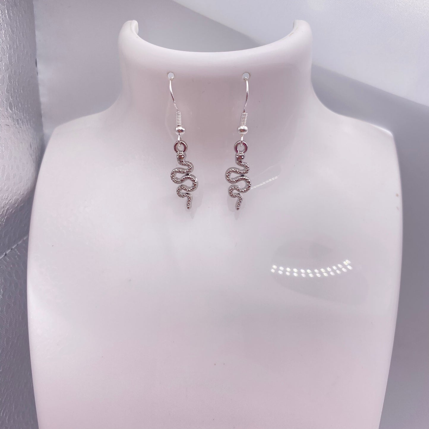 Small Silver Snake Earrings