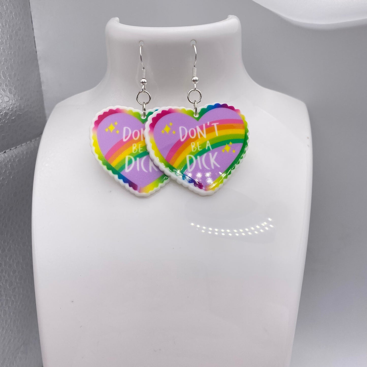 ‘Don’t Be A Dick’ Heart Earrings