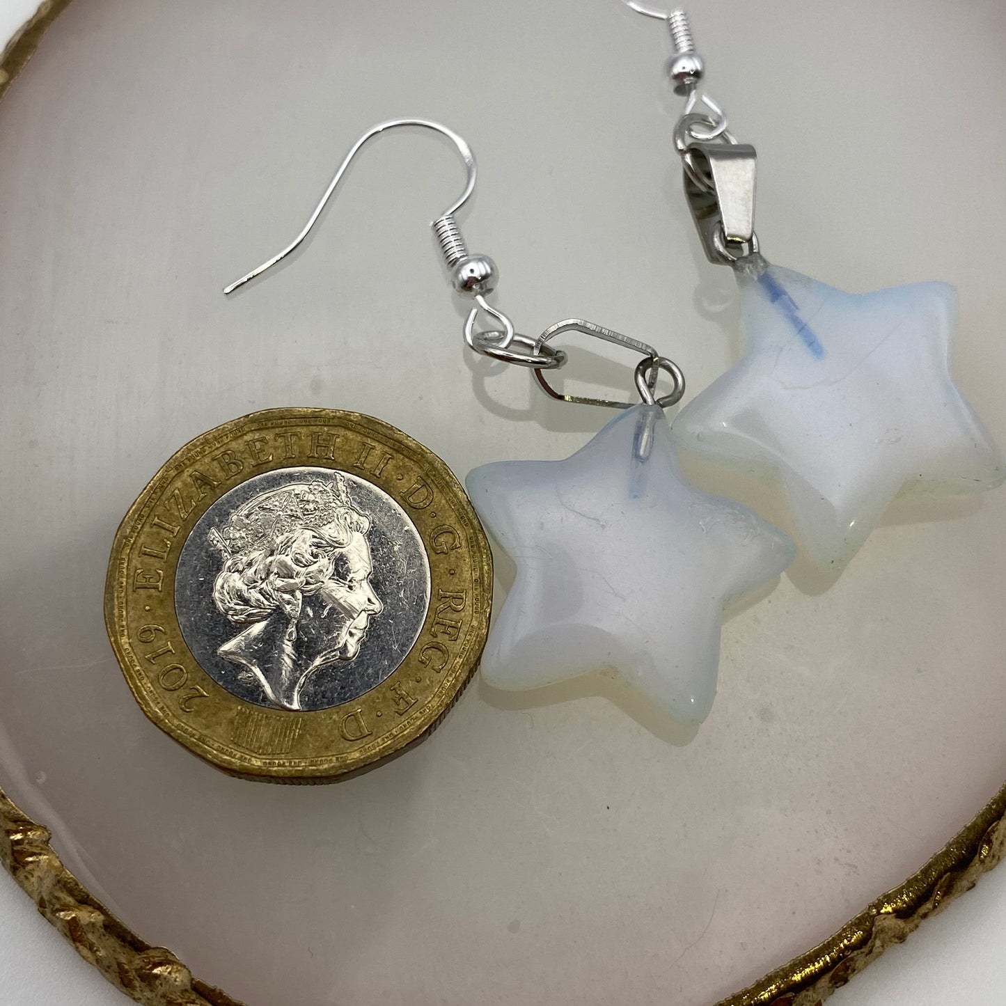 Opal Star Pendant Earrings