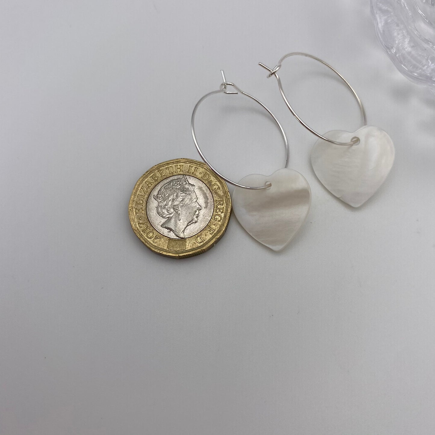 Mother of Pearl Shell Heart Hoop Earrings