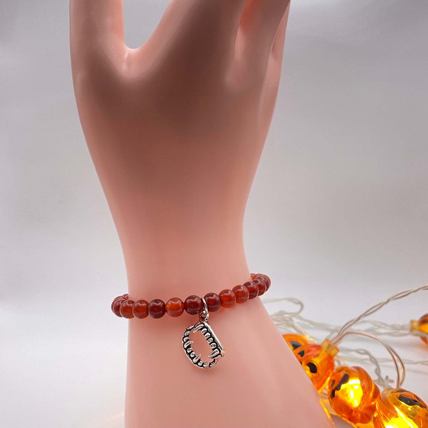 Red Vampire Teeth Crystal Bracelet