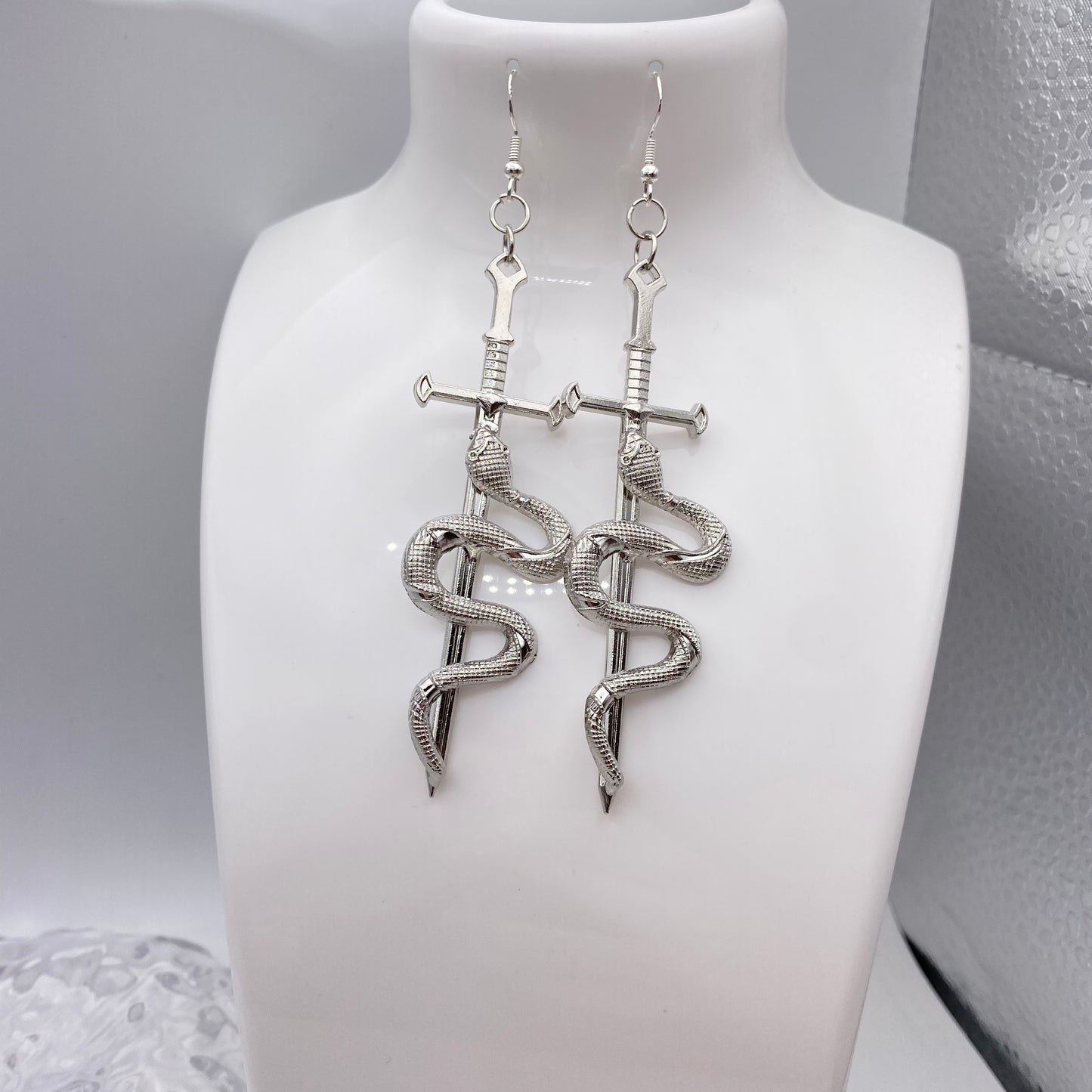 Snake on a Sword Earrings