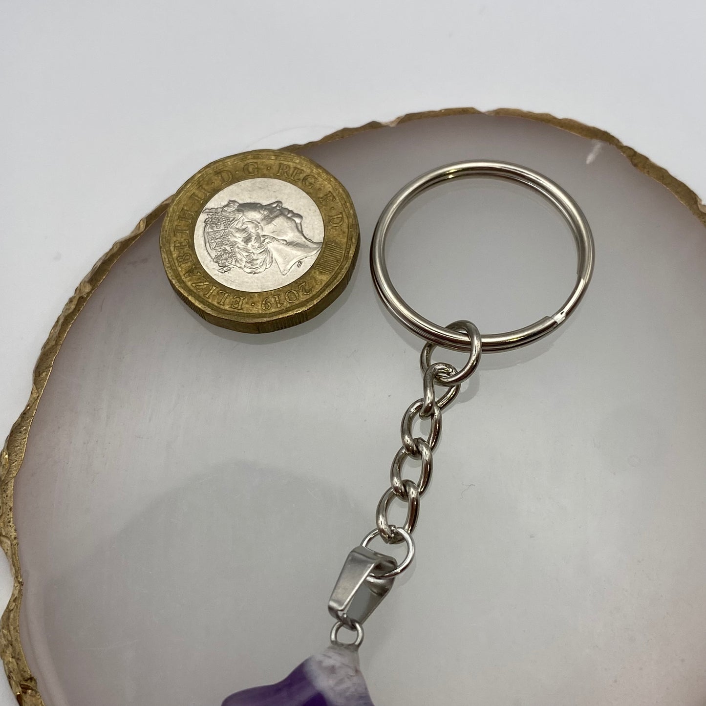 Amethyst Star Pendant Heart Keyring