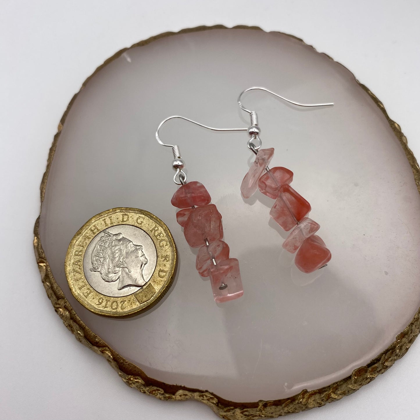 Cherry Quartz Crystal Earrings
