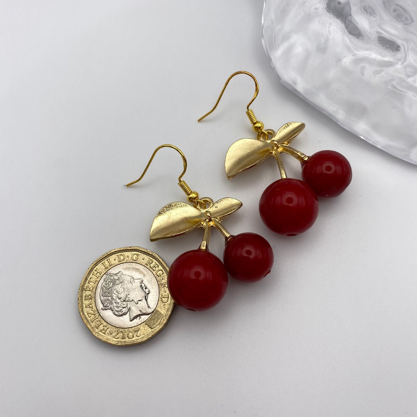 Gold Cherry Earrings