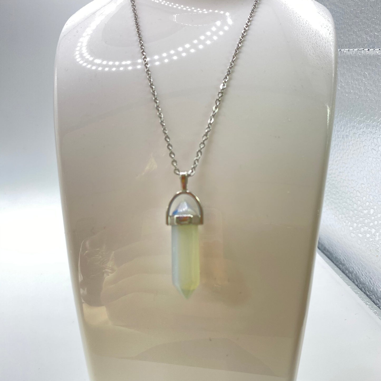 Opal Stone Crystal Pendant Necklace