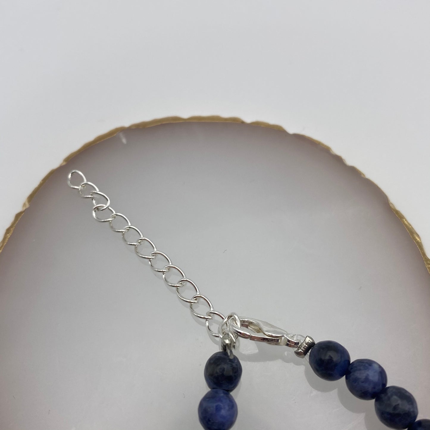 Round Blue Sodalite Crystal Bracelet