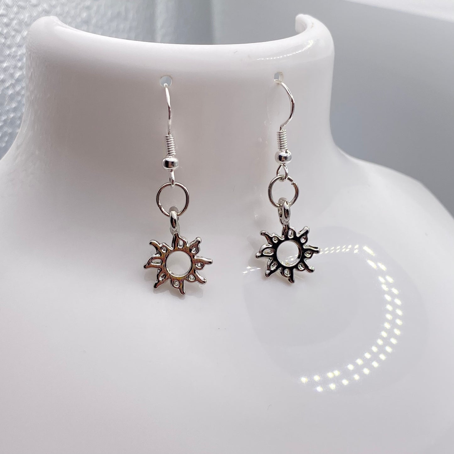 Small Silver Sun Earrings