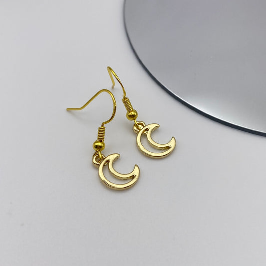 Small Gold Moon Earrings