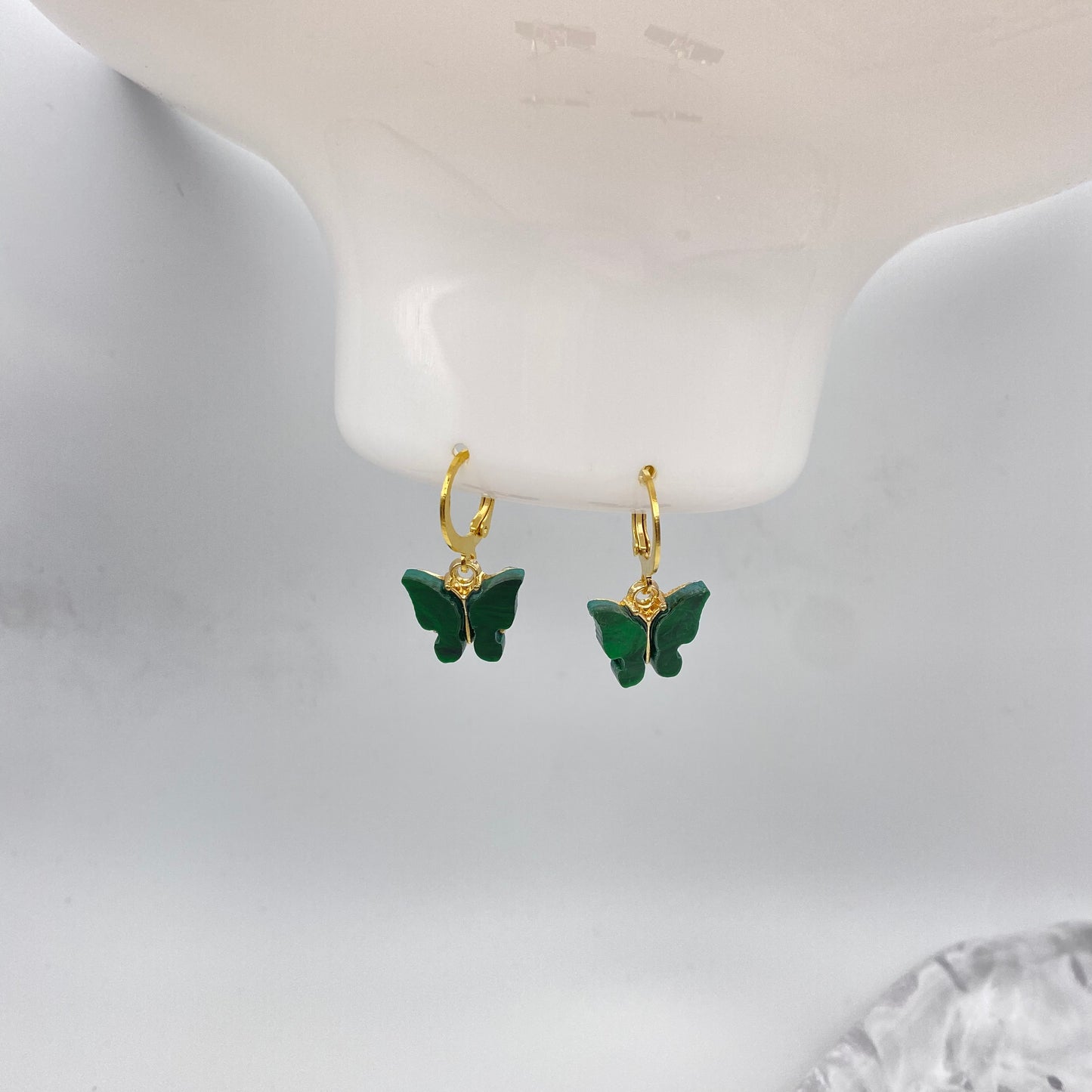 Colourful Butterfly Huggie Hoops Earrings Gold