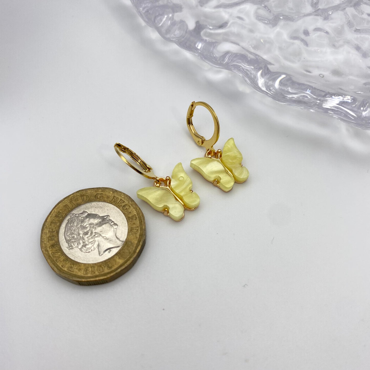 Colourful Butterfly Huggie Hoops Earrings Gold