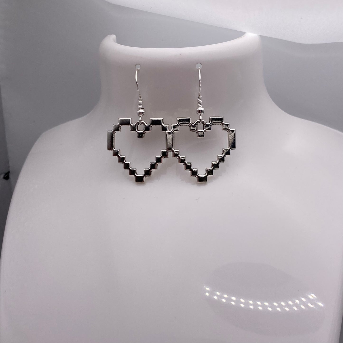 Pixel Block Heart Earrings