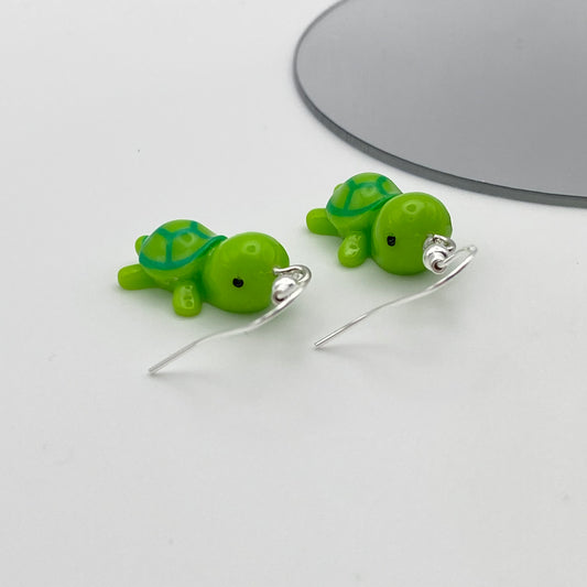 Green Turtle Earrings